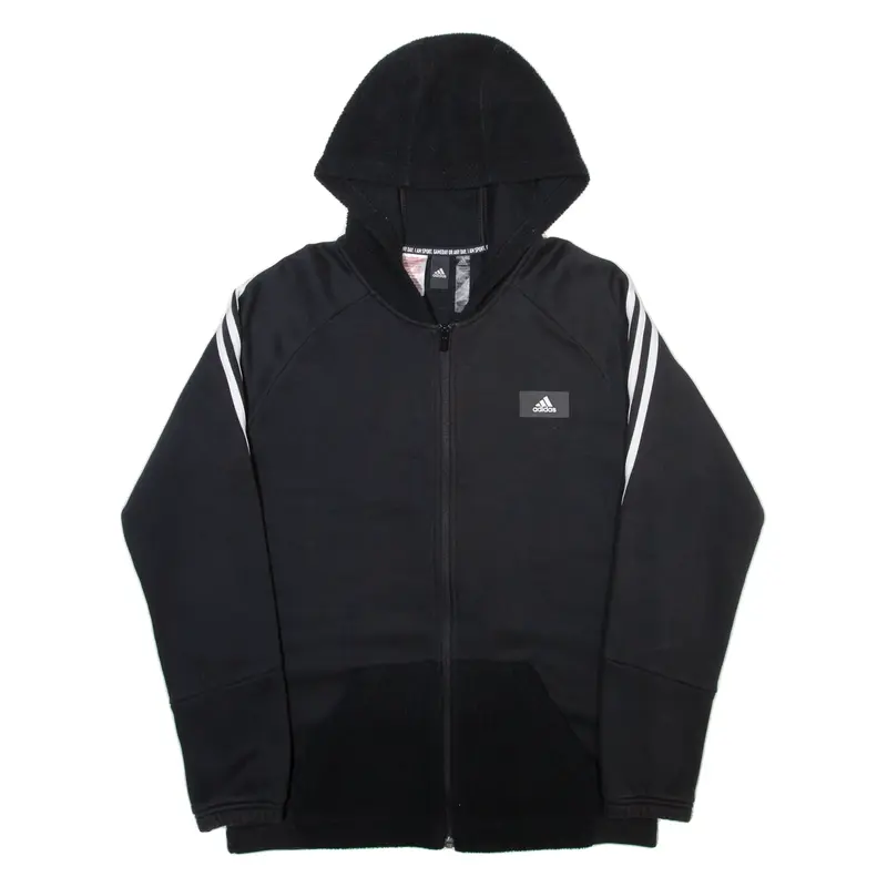 ADIDAS Boys Black Hoodie Full Zip 15-16Y