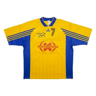 ADIDAS Football Style Mens Jersey Yellow V-Neck 2XL