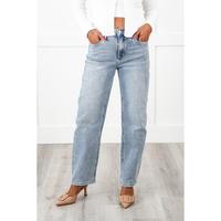 Lovervet Give Her a Try Light Wash Barrel Jeans