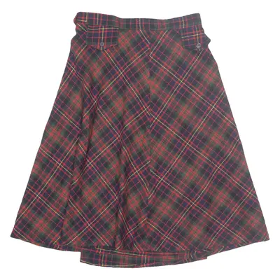 Womens A-Line Skirt Red Midi Check S