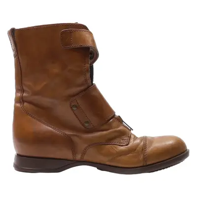 HOGAN Biker Boots Brown Leather Womens UK 6