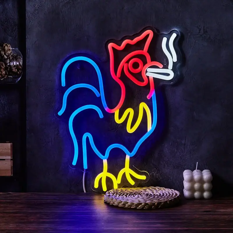 Rooster Shaped Neon Sign, USB Powered Neon Light, Novelty Lighting for Party Bar Home Decor, Wall Decor, Home Decor