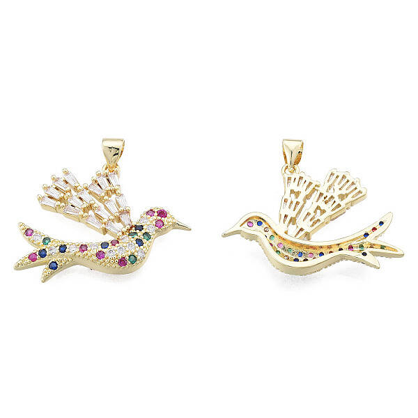 Brass Micro Pave Colorful Cubic Zirconia Pendants