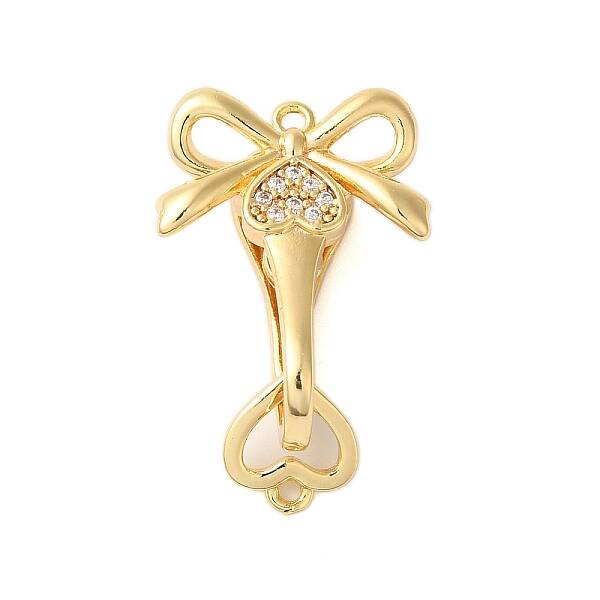 Brass Micro Pave Clear Cubic Zirconia Fold Over Clasps