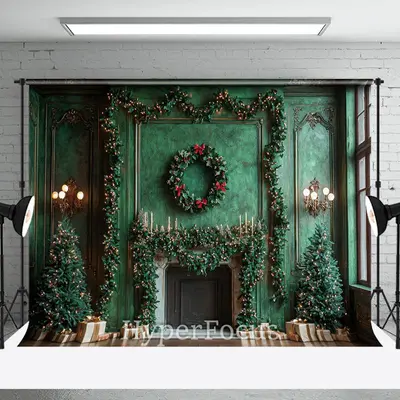 Green Retro Wall Candle Gift Christmas Tree Backdrop - Aperturee