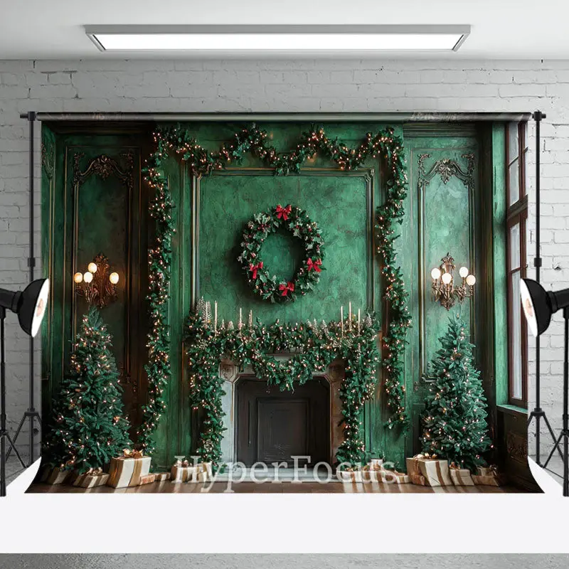Green Retro Wall Candle Gift Christmas Tree Backdrop - Aperturee