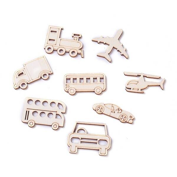 Vehicle Theme Wooden Cabochons