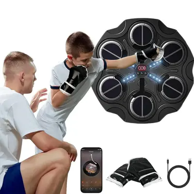 Music Boxing Machine, Wall Mounted Smart Scoring Boxing Target with Boxing Gloves, Music Boxing Machine with Rhythm Music & C...