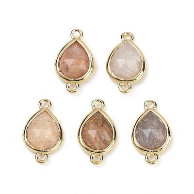 Natural Sunstone Faceted Connector Charms