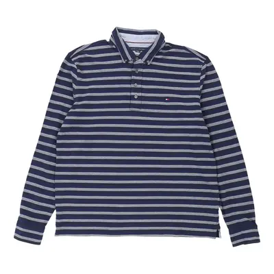 Tommy Hilfiger Long Sleeve Polo Shirt - Large Navy Cotton