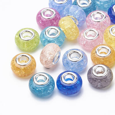 Crackle Resin European Beads
