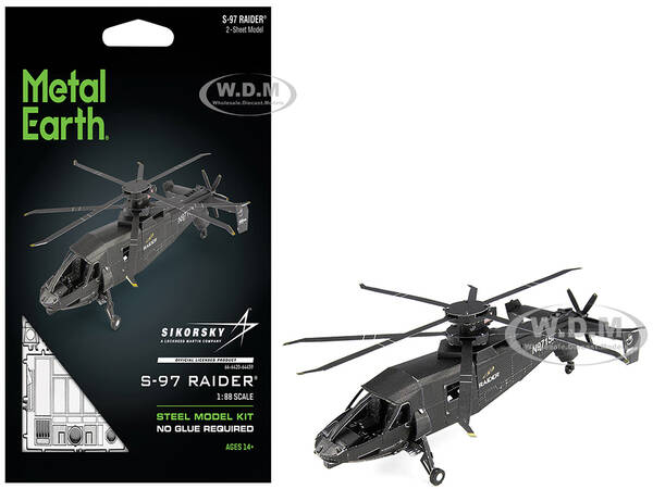 Model Kit Sikorsky S-97 Raider Attack Helicopter United States Army (Challenging Difficulty) Steel Model by Metal Earth