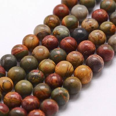 Natural Polychrome Jasper/Picasso Stone/Picasso Jasper Bead Strands