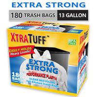 Box Of 180 Bags 13 Gallon Expandable Heavy-Duty Plastic Multipurpose Disposable Garbage Bags-Super Strong, Leak-Resistant Tra...