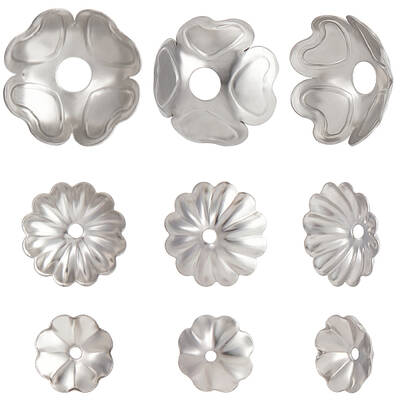 90Pcs 3 Styles 304 Stainless Steel Bead Caps