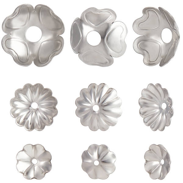 90Pcs 3 Styles 304 Stainless Steel Bead Caps