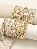 Fashion Faux Pearl Decorated Bracelet Set, Cross Charm Decor Bracelets Stack for Women & Girls, Trendy All-match & Exquisite ...