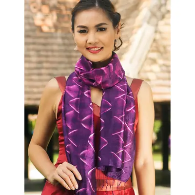 NOVICA Amethyst Mystique Silk Scarf
