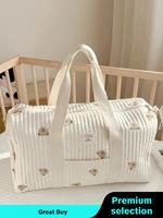 Fashionable Cute Bear Pattern Handbag, Large Capacity Tote Gym Bag, Zipper Bag with Removable Strap, Daily Convenient Practic...