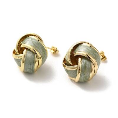 Real 18K Gold Plated Brass Enamel Stud Earrings for Women