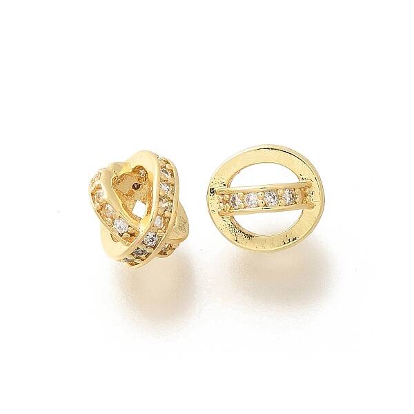 Brass Micro Pave Clear Cubic Zirconia Beads
