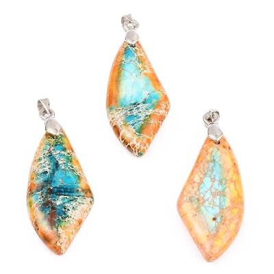 Natural Imperial Jasper Bead Pendants