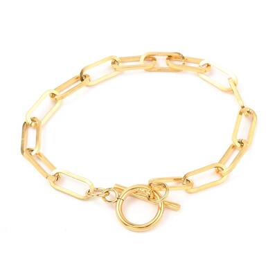 Unisex PVD Vacuum Plating 304 Stainless Steel Paperclip Chain Bracelets