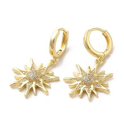 Rack Plating Brass Micro Pave Cubic Zirconia Dangle Hoop Earrings