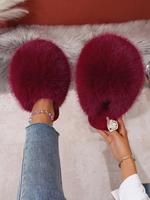 Women's Solid Color Plush Slippers, Casual Soft Comfortable Home Slippers, Warm Slippers for Indoor & Outdoor Use for Fall & ...