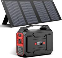 Solar Generator 200W Peak/100W Rated, 146Wh Portable Power Station with 40W Solar Panel, AC 110V Outlet for Home, Camping, an...