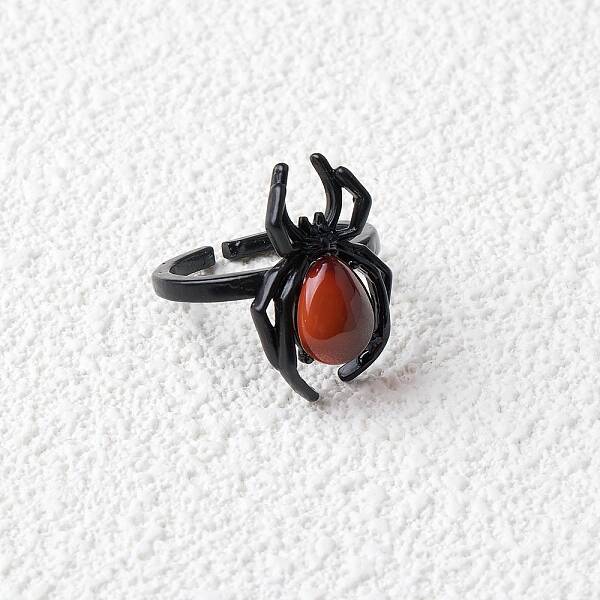 Natural Carnelian Spider Open Cuff Rings