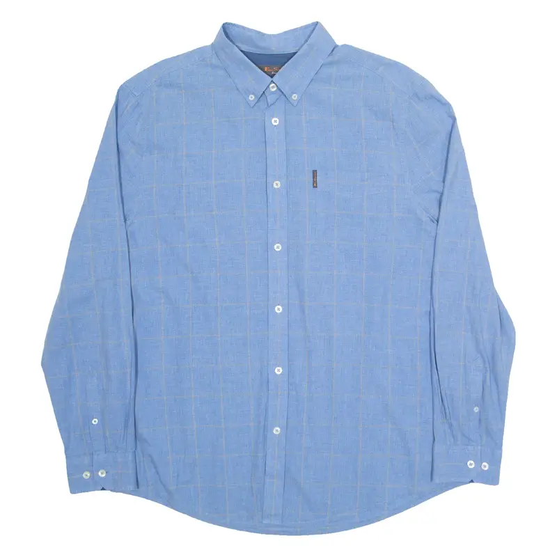 BEN SHERMAN Mens Shirt Blue Check Long Sleeve XL