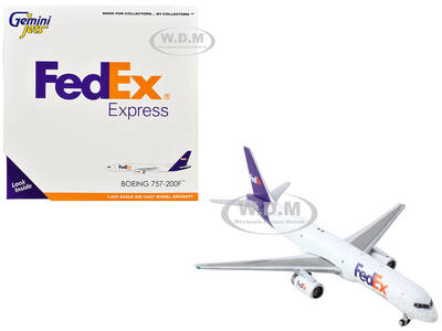 Boeing 757-200F Commercial Aircraft FedEx (Federal Express) (N921FD) White with Purple Tail 1/400 Diecast Model Airplane by G...