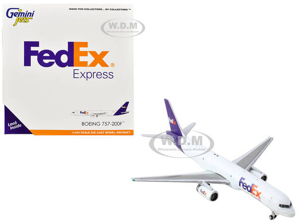 Boeing 757-200F Commercial Aircraft FedEx (Federal Express) (N921FD) White with Purple Tail 1/400 Diecast Model Airplane by G...