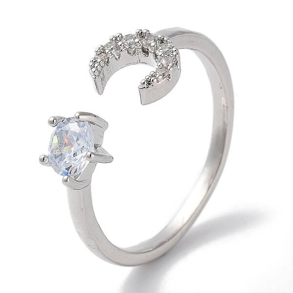 Brass Micro Pave Cubic Zirconia Cuff Rings