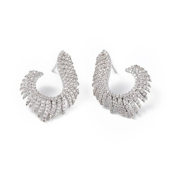 Clear Cubic Zirconia Wing Stud Earrings