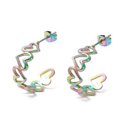 304 Stainless Steel C-shape Stud Earrings