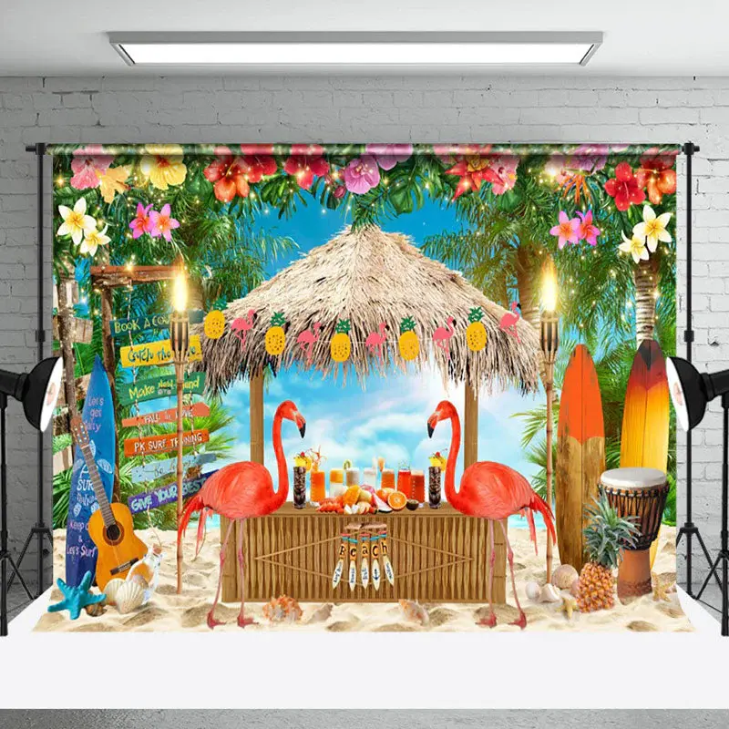 Flamingo Beach Drink Party Summer Backdrop For Photo - Aperturee