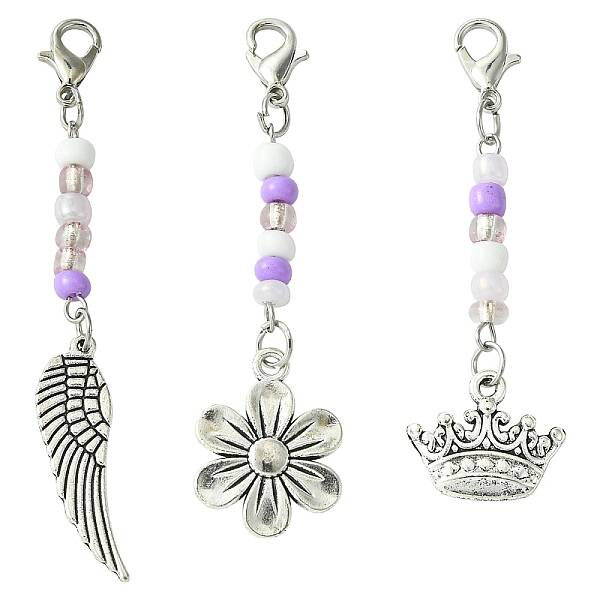 Flower/Crown/Wing Alloy & Glass Pendant Decorations
