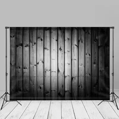 Dark Black Vintage Wood Texture Photo Backdrop - Aperturee