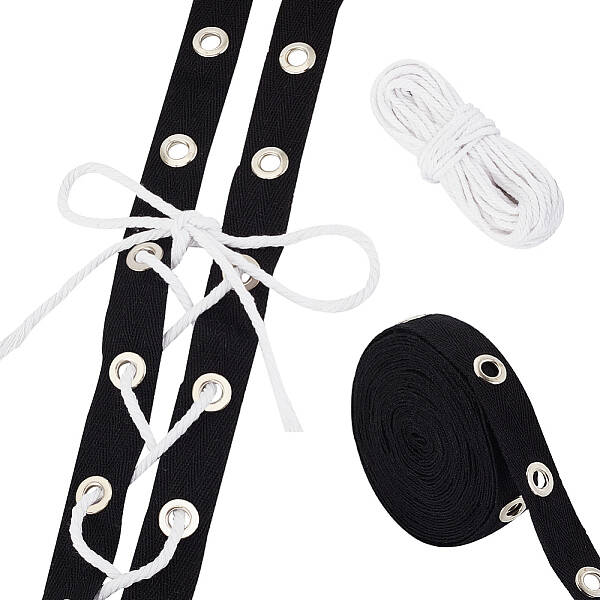 5 Yards Cotton Ribbons with Eyelet Rings