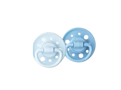 DodieĀ Set of 2 round natural rubber lollipops 0-6 months Blue/ Pastel Blue