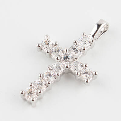 Cross Brass Micro Pave Cubic Zirconia Pendants