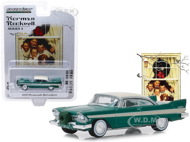 1957 Plymouth Belvedere with Wreath Accessory Green with Cream Top \