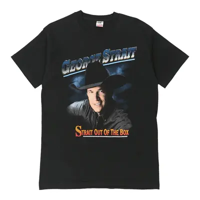 Single Stitch George Strait. Fruit Of The Loom Graphic T-Shirt - Large Black Cotton