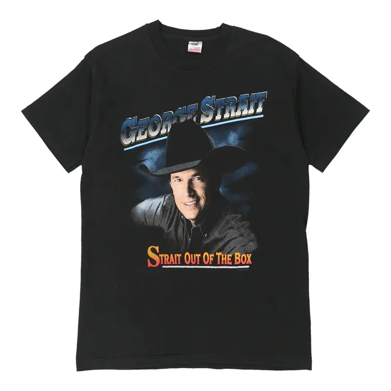 Single Stitch George Strait. Fruit Of The Loom Graphic T-Shirt - Large Black Cotton