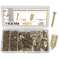Self Drilling Anchor & Screw Set, Plastic Boxed Anchor & Screw Assortment Kit, Self Drilling Screws Wall Hanging Fastener for...