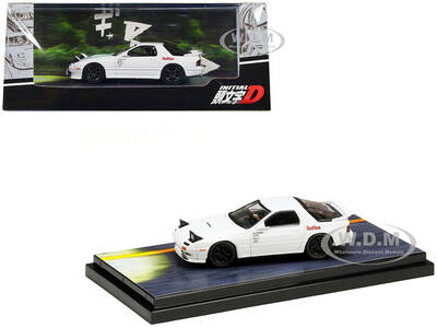 Mazda RX-7 (FC3S) RHD (Right Hand Drive) White RedSuns with Ryosuke Takahashi Driver Figure Initial D (1995-2013) Manga 1/64 ...