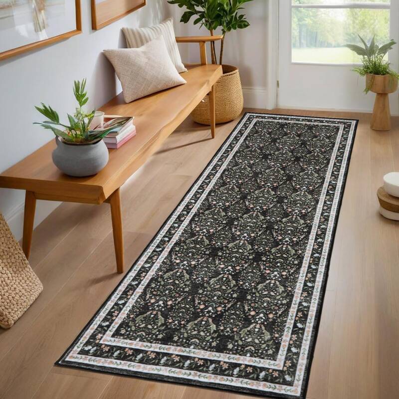 Garvee Washable Area Rug Soft Low Pile Vintage Indoor Carpet for Living Room Bedroom Dining Room Home Decor