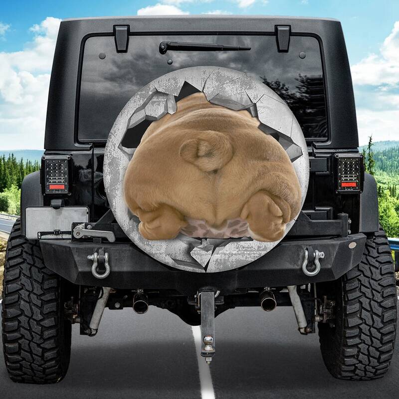 English Bulldog Butt Cute Spare Tire Cover, Car Accessories, Dog Spare Tire Cover